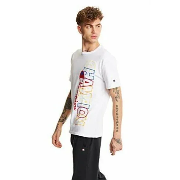 Champion Men's White / Multi Block Logo T-Shirt - M NWT - Picture 2 of 3